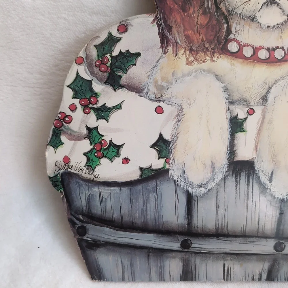 Vintage Christmas‎ Puppy Silent Companion Wood Dummy Board Dog Wall Art Spaniel